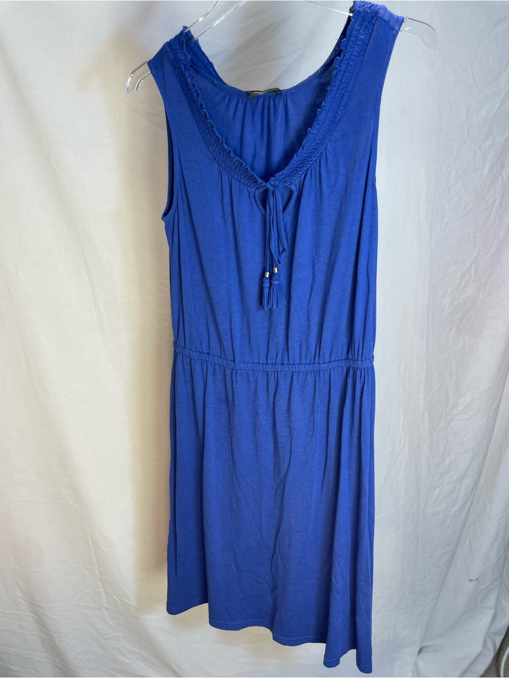 Denver Hayes Blue Sleeveless Tassel Tie Summer Dress Sz S